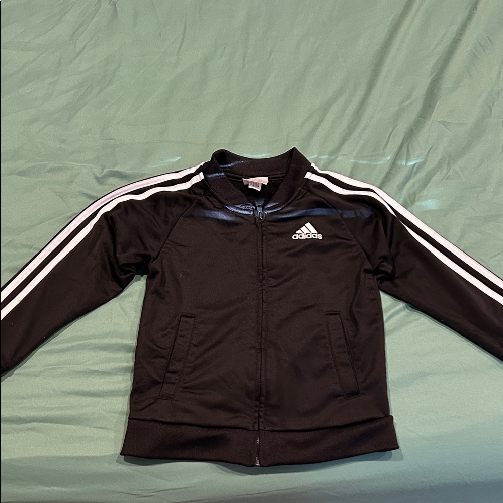 Adidas Kids Black Jacket with White Stripes